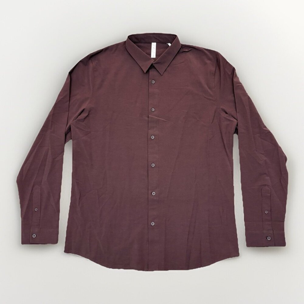 Stylus Men's Button Down Shirt Size L Tall Maroon Long Sleeve Stretch NWT $58